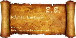 Réti Barbara névjegykártya