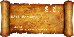 Réti Barbara névjegykártya